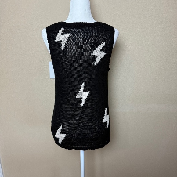 Storia Lightning Bolt Knit Sweater Tank Black Size Large - Picture 5 of 7